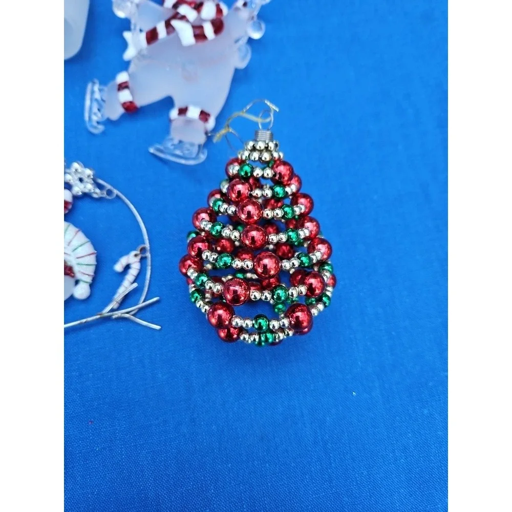 5 Frosted Snowman Ornaments‎ Lot Christmas Figures Glass & Acrylic Candy Canes